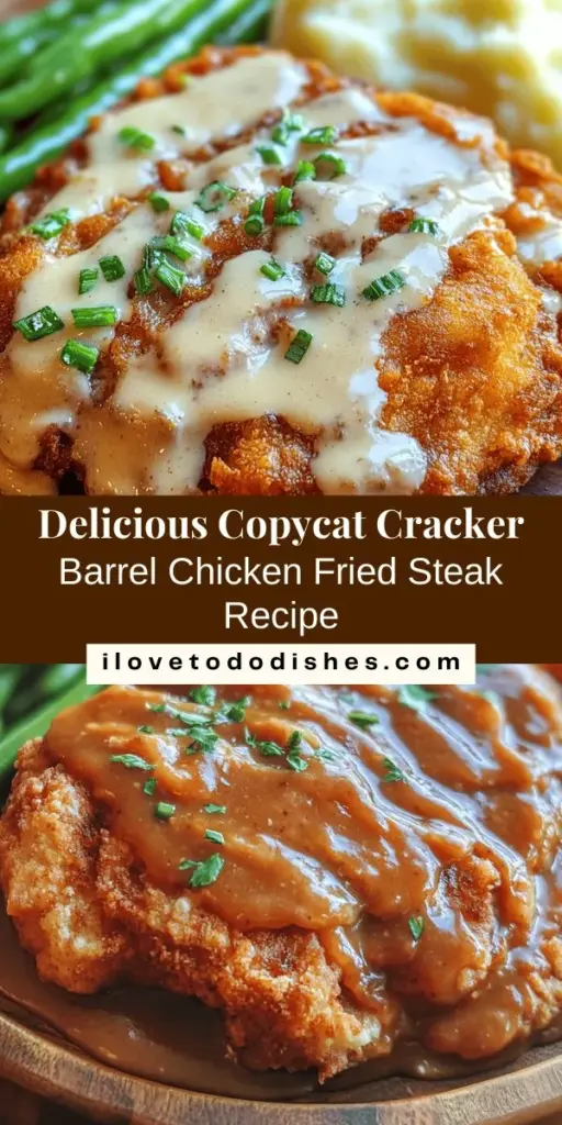 Craving a taste of the South? Try this Copycat Cracker Barrel Chicken Fried Steak that captures the essence of comfort food in your own kitchen! With crispy golden crust, tender beef, and creamy gravy, this dish is perfect for family dinners. Discover how easy it is to whip up this beloved classic with just a few ingredients. Gather your loved ones for a meal that brings warmth and nostalgia! #ChickenFriedSteak #SouthernCooking #ComfortFood #CopycatRecipes #FoodieFun #HomeCooking #DeliciousDinner