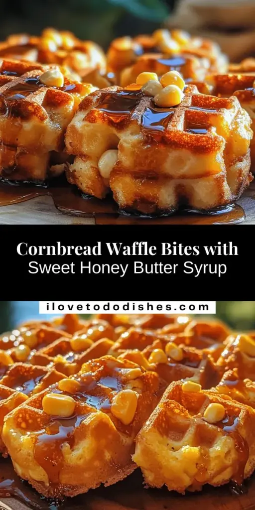 Indulge in the deliciousness of Cornbread Waffle Bites drizzled with Honey Butter Syrup! This unique recipe combines the comforting flavors of cornbread with the crispy delight of waffles. Perfect for breakfast, brunch, or a sweet snack, these little bites are fluffy on the inside and crispy on the outside. Elevate your dining experience with the rich, sweet syrup that brings it all together. Try them out today! #CornbreadWaffles #BrunchIdeas #SweetTreats #HoneyButterSyrup #ComfortFood