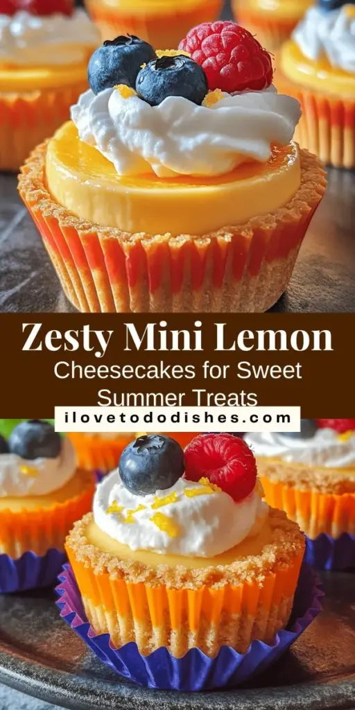 Dive into summer with our Zesty Delight Mini Lemon Cheesecakes! These delightful treats perfectly blend creamy cheesecake with the bright zing of fresh lemons, creating an irresistible dessert for every occasion. Their bite-sized portions are ideal for sharing, making them a hit at parties. Learn how to create these beauties with our step-by-step guide, tips, and plenty of creative garnishing ideas! #LemonCheesecake #MiniDesserts #Baking #SummerTreats #DessertRecipes