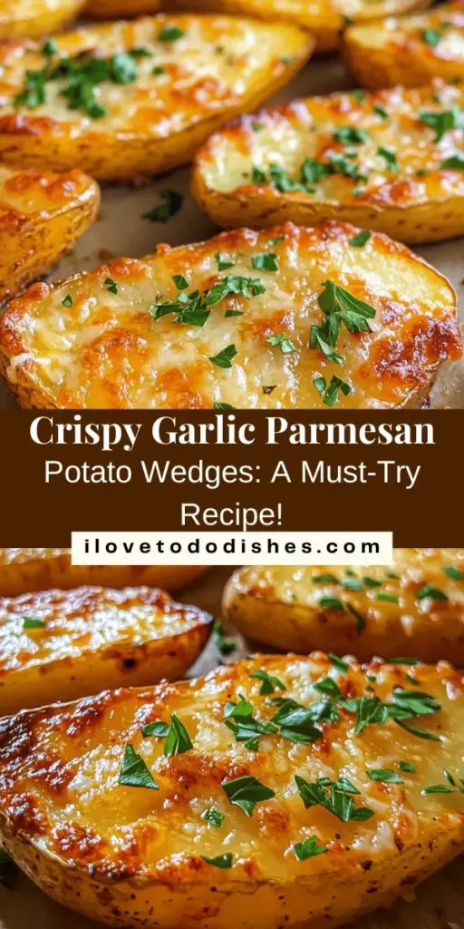 Craving a delicious side dish? Try these Crispy Baked Garlic Parmesan Potato Wedges! With a golden brown exterior and flavorful garlic-Parmesan coating, they're perfect for any occasion. Easy to prepare and loaded with taste, these wedges pair beautifully with grilled meats, salads, or dips. Learn how to achieve the perfect crispy texture and enjoy a gourmet treat right at home. Don't miss out on this crowd-pleaser! #GarlicParmesan #PotatoWedges #CrispyPotatoes #EasyRecipes #SideDish #ComfortFood