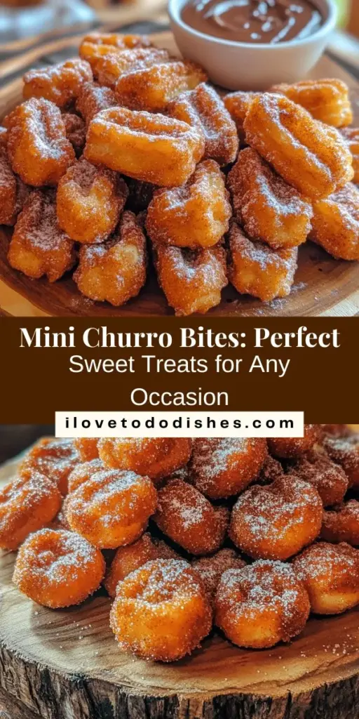 Indulge in the sweet delight of mini churro bites! These bite-sized treats offer the perfect crispy exterior and fluffy interior that churro lovers crave, making them ideal for sharing at parties or enjoying as a fun snack. Discover their rich history, a detailed recipe, and tips for customization to make your churros even more special. Whether served plain or with a delectable dip, these mini churros are sure to impress! #ChurroBites #DessertLovers #SweetTreats #BakingIdeas #PartySnacks #MiniChurros #FoodieFavorites