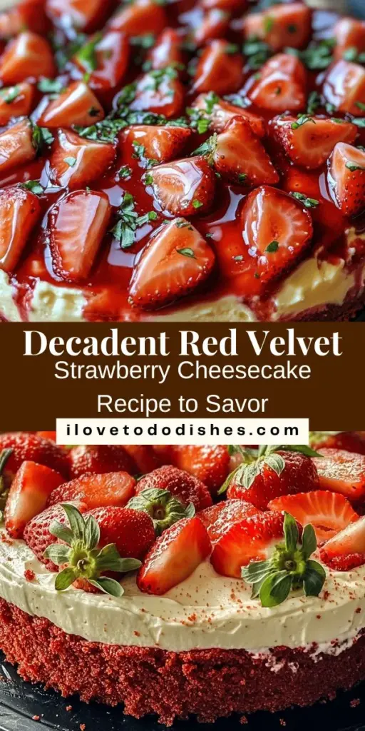 Indulge in the ultimate dessert experience with Red Velvet Strawberry Cheesecake Delight! This stunning treat layers velvety red velvet crust, creamy cheesecake, and fresh strawberries for a perfect balance of flavors and textures. Whether celebrating a special occasion or brightening an everyday meal, this delicious cheesecake is sure to impress! Dive into the step-by-step guide and elevate your baking game. #RedVelvet #Cheesecake #DessertLovers #BakingJoy #SweetTreats #Foodie