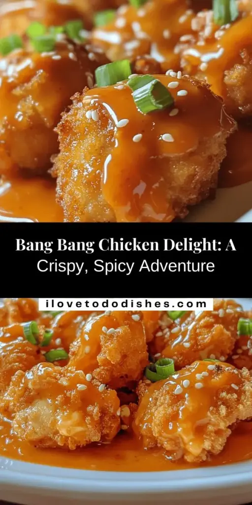 Dive into the delicious world of Bang Bang Chicken Delight! This irresistible dish combines crispy fried chicken with a creamy, spicy sauce that will make your taste buds dance. Originating from Sichuan cuisine, it offers a perfect balance of textures and flavors. Learn how to prepare this culinary masterpiece at home and impress your loved ones. Ideal for any occasion! Get the recipe and start your flavor journey today! #BangBangChicken #Foodie #Recipe #AsianCuisine #ComfortFood