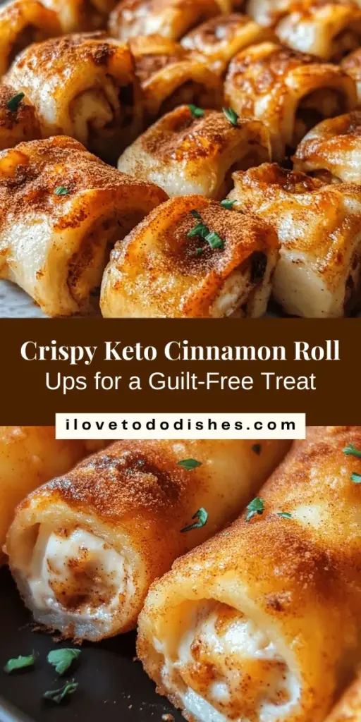 Discover the deliciousness of Crispy Keto Cinnamon Cream Cheese Roll Ups! These delightful low-carb treats combine rich cream cheese and warm cinnamon in a crispy pancake, perfect for breakfast or a snack. Enjoy the health benefits of the keto diet, including weight loss and improved energy. With simple ingredients and easy preparation, these roll ups are a must-try for any keto enthusiast or anyone wanting a tasty, guilt-free indulgence. #KetoRecipes #LowCarb #HealthyEating #SweetTreats #CinnamonRolls #KetoDiet #GlutenFree #EasyRecipes