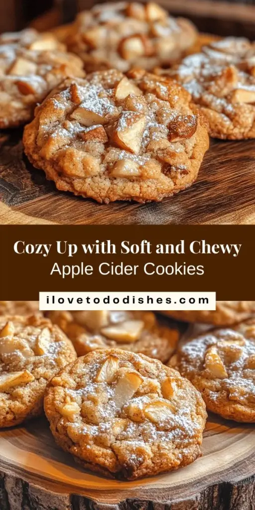 Experience the essence of fall with Soft and Chewy Apple Cider Cookies! These delightful treats are infused with the warm flavors of apple cider, cinnamon, and nutmeg, creating a comforting aroma in your kitchen. Perfect for cozy nights or festive gatherings, these cookies are easy to make and utterly irresistible. Add dried apples or nuts for an extra twist. Try this recipe to savor the flavors of autumn in every bite! #AppleCiderCookies #Baking #FallRecipes #CozyTreats #HomemadeCookies