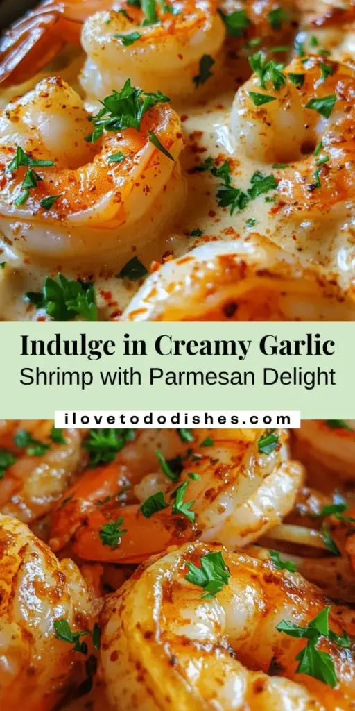 Indulge in the deliciousness of Creamy Garlic Shrimp With Parmesan! This easy yet elegant dish features succulent shrimp in a rich, garlic-infused cream sauce, making it perfect for any occasion. Whether it's a cozy family dinner or an upscale gathering, this recipe will impress. Pair it with pasta, fresh salad, or crusty bread for a complete experience. Dive into this culinary delight today! #CreamyGarlicShrimp #SeafoodRecipe #DinnerInspo #Foodie #EasyRecipes #GourmetCooking #ParmesanCheese