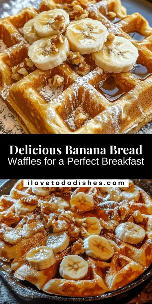 Start your morning with a delicious twist on a classic! Banana bread waffles offer the sweet, moist flavor of banana bread with a fun waffle texture. Easy to make and customizable with toppings like maple syrup, fresh fruit, or even chocolate chips, they’re perfect for busy days or leisurely brunches. Enjoy the comfort of homemade waffles that everyone will love! Try this recipe today! #BananaBreadWaffles #BreakfastIdeas #BrunchRecipes #WaffleRecipes #YummyFood #HomemadeDelights