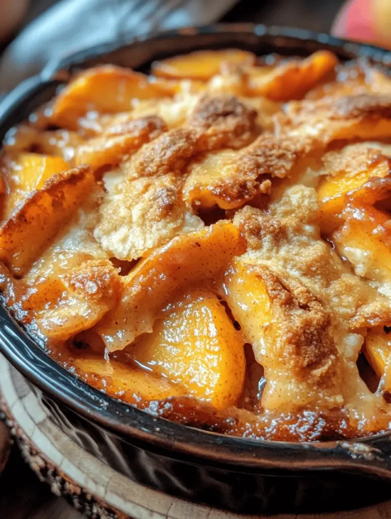 There's something undeniably comforting about a warm slice of Southern peach cobbler. This beloved dessert, often served with a scoop of vanilla ice cream, evokes memories of family gatherings and summer picnics in the heart of the South. Its rich, sweet flavor and tender, flaky crust make it a staple on dessert tables, particularly when peaches are in season. What makes this Southern peach cobbler truly special is the simplicity of the recipe, allowing the natural sweetness of the peaches to shine through while still offering that home-cooked charm.