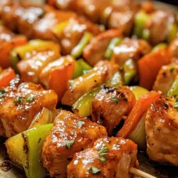 The beauty of Savory Oven-Baked Chicken Skewers lies in their robust flavor profile, achieved through a carefully crafted marinade. The combination of ingredients melds beautifully, infusing the chicken with savory, sweet, and aromatic notes that create a satisfying bite. This recipe is particularly appealing due to its simplicity—allowing even novice cooks to create a delicious meal with minimal effort. Just a few essential ingredients and a little bit of time are all you need to prepare these skewers that are sure to impress your family and guests.