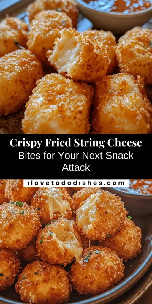 Discover the ultimate snack with this Easy Fried String Cheese Bites recipe! Get ready to indulge in crispy, gooey perfection that’s perfect for any gathering or movie night. Simple to make, these cheesy bites are coated in seasoned panko breadcrumbs for an extra crunch. Serve them with marinara or your favorite dip for a delicious treat everyone will love. Try making them today and elevate your snack game! #FriedCheese #SnackIdeas #CheeseBites #EasyRecipes #Appetizers #FoodieFun