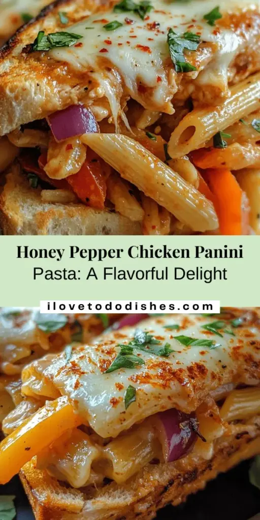 Discover the perfect blend of comfort foods with this Best Honey Pepper Chicken Panini Pasta recipe! Tender pasta meets juicy chicken and fresh veggies, all coated in a delightful honey pepper sauce and served between crispy bread. Quick to prepare, healthy, and bursting with flavor, it's a meal everyone will love. Try this unique dish for your next dinner! #HoneyPepperChicken #PastaRecipes #Panini #ComfortFood #HealthyEating #QuickMeals #DeliciousDinner