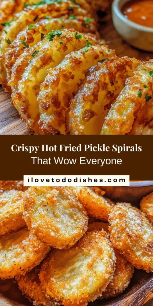 Looking to spice up your snack game? Try this delicious Hot Fried Pickle Spirals recipe! These crispy, tangy treats are perfect for game nights or gatherings. With a crunchy coating and a hint of heat, they are sure to impress your guests. Pair them with your favorite dipping sauces and enjoy the Southern comfort of this classic appetizer! Dive into this fun culinary adventure and make your own today! #FriedPickles #SnackRecipe #SouthernCuisine #GameDayEats #ComfortFood