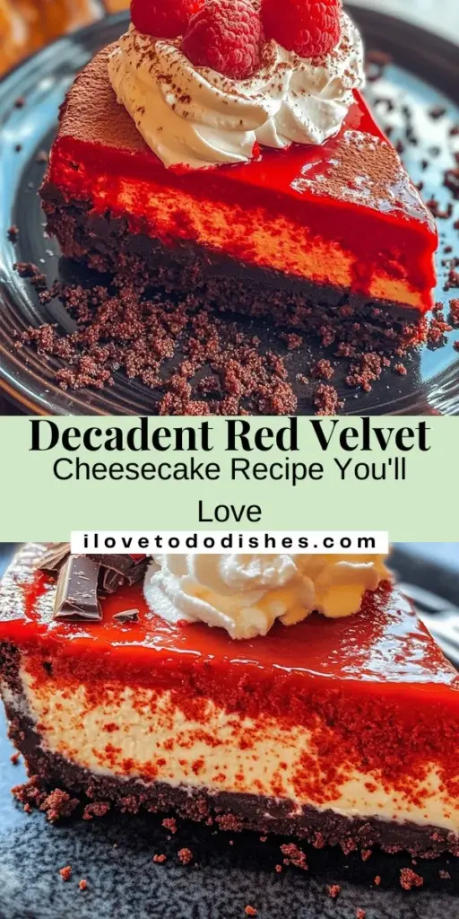 Treat yourself to a slice of indulgence with Heavenly Red Velvet Cheesecake! This stunning dessert combines the rich flavors of red velvet cake with creamy cheesecake, creating a delightful centerpiece for any occasion. With its vibrant layers and delicious Oreo crust, it's perfect for celebrations or casual gatherings. Follow our easy recipe and impress your friends and family with this gourmet delight! #RedVelvetCheesecake #Desserts #Baking #SweetTreats #PartyDessert #CheesecakeLovers