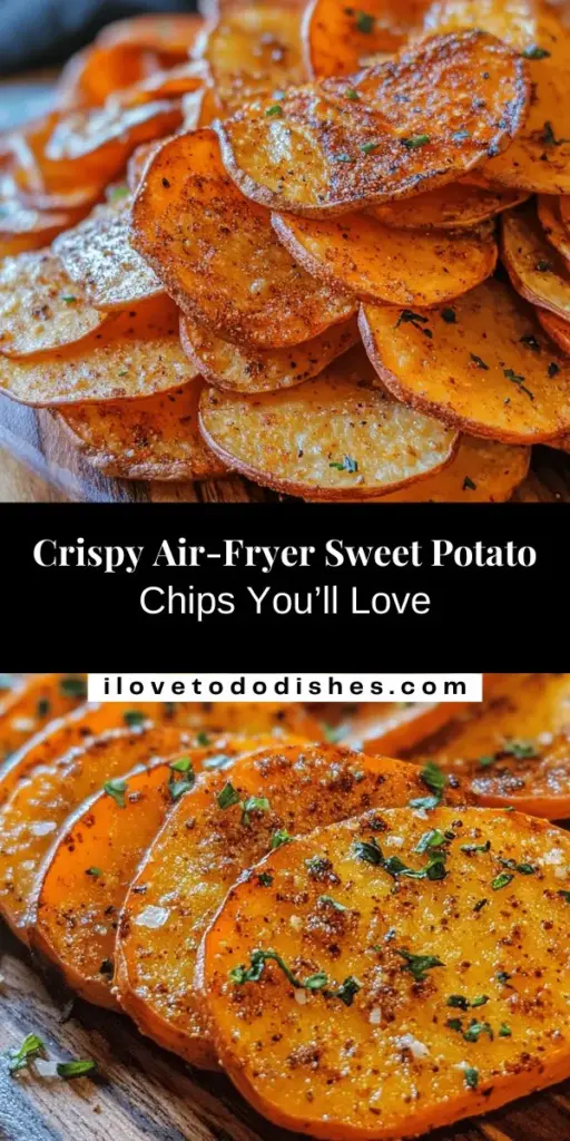 Looking for a guilt-free snack? Discover the joy of crispy, crunchy air-fryer sweet potato chips! These delightfully healthy chips are packed with nutrients and perfect for satisfying your cravings without the excess oil of traditional frying. Whether you enjoy them solo or paired with your favorite dips, these chips are versatile, delicious, and easy to make. Try them today for a tasty, nutritious treat! #SweetPotatoChips #AirFryer #HealthySnacks #Crispy #EasyRecipes #GlutenFree #VeganSnacks