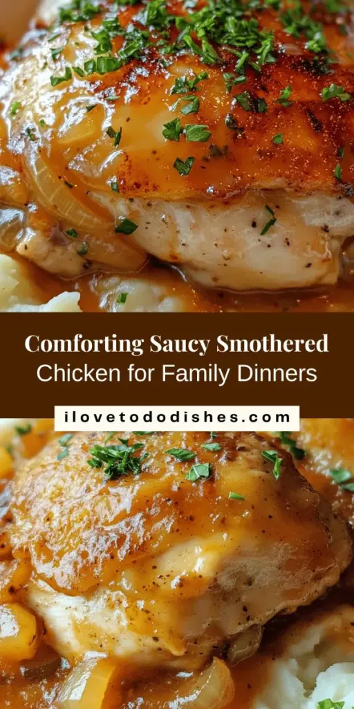 Discover the ultimate comfort food with this Saucy Smothered Chicken Delight recipe! Tender chicken thighs are enveloped in a rich, creamy sauce infused with flavors from onions, garlic, and a blend of spices. Perfect over rice or with crusty bread, this dish is a crowd-pleaser for any occasion. Simple to make and absolutely delicious, it’s sure to become a family favorite! Try it and enjoy the warmth it brings to your dinners! #ChickenRecipe #ComfortFood #CookingAtHome #DeliciousDinners #Foodie #HomeCooking