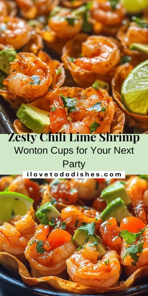 Looking for a show-stopping appetizer? Try these Chili Lime Shrimp Wonton Cups! Featuring succulent shrimp marinated in zesty chili-lime and nestled in crispy wonton wrappers, these bite-sized delights are perfect for any gathering. Easy to prepare and packed with protein, they combine fresh flavors and satisfying textures that will impress your guests. Elevate your appetizer game with this vibrant dish! #Appetizer #Seafood #ShrimpRecipes #WontonCups #HealthyEats #CookingAtHome