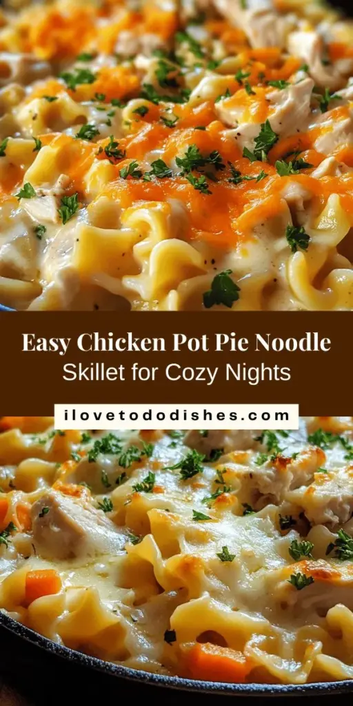 Discover the comfort of Chicken Pot Pie Noodle Skillet, a quick and delicious twist on the classic dish. Ideal for busy weeknights, this recipe combines tender rotisserie chicken, creamy sauce, and vibrant vegetables, all cooked in one pan for easy cleanup. With just 30 minutes needed, you’ll savor every flavorful bite, making it a perfect addition to family dinners. Enjoy the warmth and happiness this dish brings to your table!