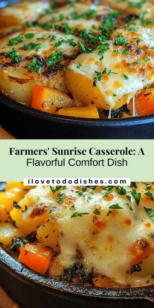 Discover the Farmers' Sunrise Casserole, the perfect hearty comfort food for any meal of the day! This vibrant dish blends eggs, fresh vegetables, creamy cheese, and optional meats, creating an irresistible flavor profile that everyone will love. Easy to prepare, it can be customized to suit various dietary preferences, making it a versatile addition to your recipe collection. Enjoy the warmth and nourishment this casserole brings to your family gatherings and brunches!